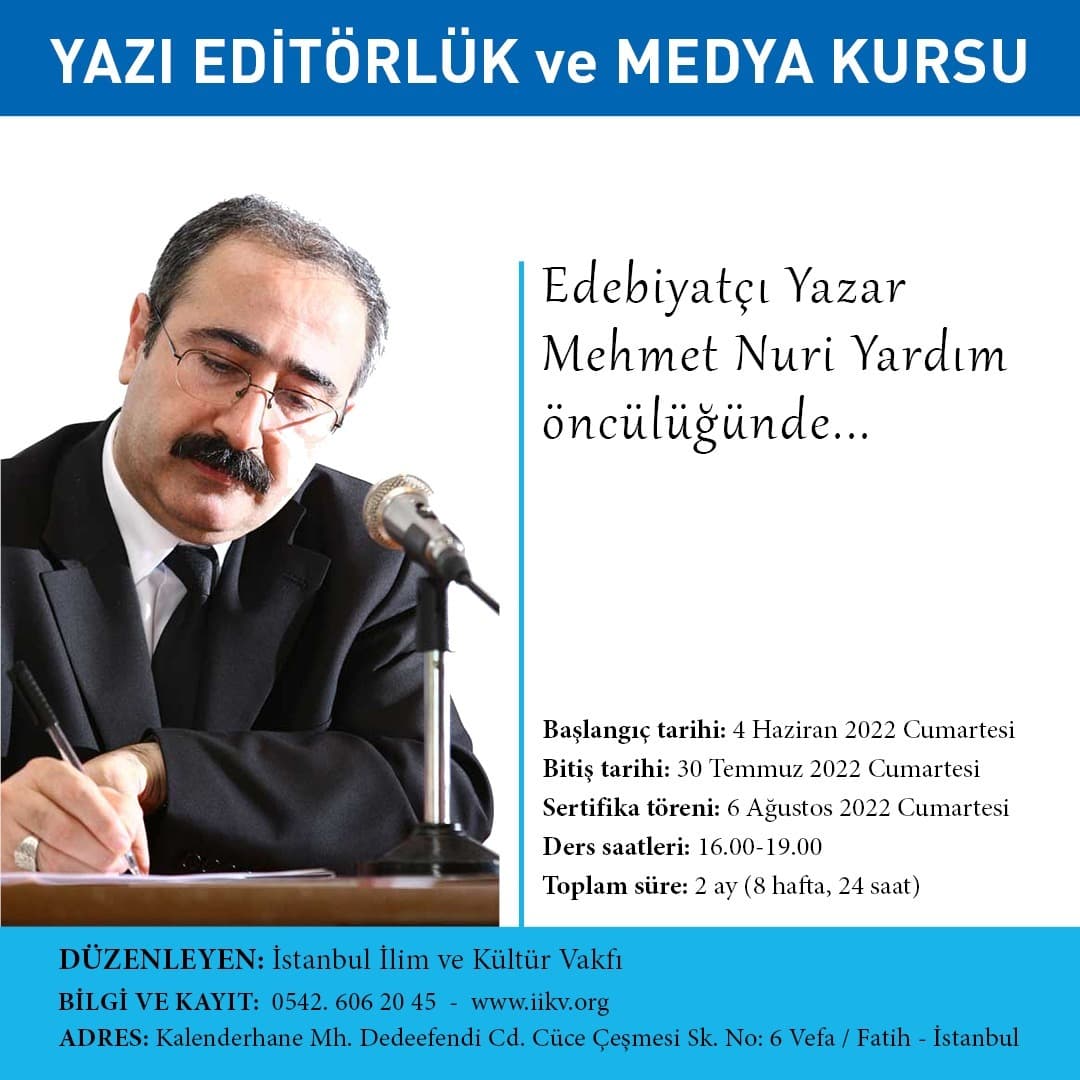 Yazı Editörlük ve Medya Kursu, Fatih Vefa’da Başlıyor